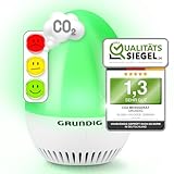 GRUNDIG CO2 Messgerät Ampel - Kalibrierungsautomatik, Akku Betrieb, Signal für Stoßlüften - mobiles hochpräzises Luftqualität Messgerät mit idealer Sichtbarkeit und einfacher Bedienung