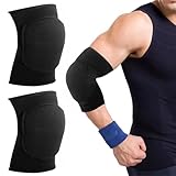 Foyods 2 Stück Ellbogenschoner Kampfsport,Volleyball Ellenbogenschützer mit dickem Schwamm,Thaiboxen Handball Ellbogenschützer,Atmungsaktive Ellbogenumschläge,Für Kinder Herren Frauen(Schwarz)