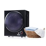 Merax Klein Wäschetrockner, Wandmontierbar Ablufttrockner, Ablufttrockner Wäschetrockner Trommelwaschtrockner, 200-Minuten-Timer|Doppelfilter|850w|2,5 kg, Schwarz, 50x42x59cm