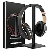 Headset Ständer, Headset Halterung, Gaming Kopfhörer Stander, Kopfhörerhalter Kopfhörerständer Ständer für Over Ear Kopfhörer Kopfhörer Haken mit Rutschfestem TPU-Silikon für Tisch Vitrine (Schwarz)