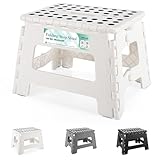 HEIMWOHL Robuster Tritthocker Klappbar, Weiß Faltbarer Hocker, 22cm für Kinder & Erwachsene, Belastbar bis 150 kg, Klapphocker mit rutschfestem Design, Ideal für den Einsatz im Badezimmer