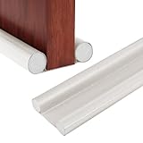 Zugluftstopper für Türen, 96 cm PU Türdichtungsleiste Unten, Türbodendichtung, Türdichtungen Luftzugstopper mit Doppeldichtung, Zugluftstopper Windstopper Schutz vor Luftzug und Lärm (Weiß)