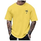 2026 - Männliche Sommer Strand Little Tree Print T-Shirt Bluse Kurzarm O Hals Tops T-Shirt Atmungsaktive Shirts Herren Rot (Yellow, L5)