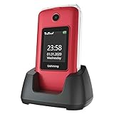 ukuu Klapphandy für Senioren ohne Vertrag - Großtasten-Handy mit Dual-Display (2,8' + 1,8'), 1200 mAh Akku & Ladestation | Lange Standby-Zeit | 3G Netzwerk - Rot