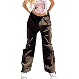 Generisch Cargohose Damen Palazzo Hosen Cargohose Sommerhose Jogginghose Leichte Outdoor Wanderhose High Waisted Freizeithose Sport Workout-Yogahose Damenhose Wide Leg Pants Sweatpants