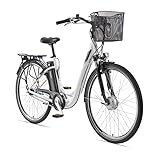 TELEFUNKEN E-Bike Damen 28 Zoll Elektrofahrrad - 7-Gang Shimano Nabenschaltung mit Rücktritt, Pedelec Citybike Alu mit Fahrradkorb, Frontmotor 250W /10,4Ah / 36V Sitzrohrakku, RC840 Multitalent