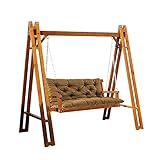 Ersatzkissen für Schaukel, mit Rückenlehne, dicke Sitzkissen für 2- und 3-Sitzer, Gartensofa, Liegematte, mit Riemen, für Innen- und Außenbereich, Terrassenmöbel, Khaki, 120 x 100 x 8 cm