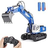 PREBOX Ferngesteuert Bagger Spielzeuge für Jungen,Rc Bagger Metall ferngesteuert mit 360° Drehplattform Lichtern und Geräuschen Maßstab 1:18, 2,4 GHz