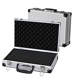 PeakTech Alukoffer P 7260 – abschließbarer Universal-Transportkoffer mit Würfelschaumstoff – tragbarer Fotokoffer – robuster Alu Koffer mit Schutz vor Regen und Staub – groß (370 x 230 x 80mm)