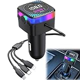 Bluetooth 5.3 FM Transmitter: Bluetooth Adapter Auto Radio, USB Autoladegerät, Freisprecheinrichtung KFZ Kit, Kabelloser Radioempfänger Unterstützung Buntes LED-Licht, LED Display, U Disk