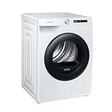 Samsung Wärmepumpentrockner, 9 kg, Wäschetrockner mit Simple Control-Bedienkonzept, Knitterschutz, Optimal Dry, Super Kurz ‘35, Weiß/Schwarz, DV90T5240AW/S2