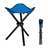 COVVY Outdoor-Stativhocker, tragbar, faltbar, klein, 3-beinig, Segeltuch-Stuhl für Wandern, Camping, Angeln, Picknick, Strand, Grillen, Reisen, Rucksackreisen, Gartensitz (blau)