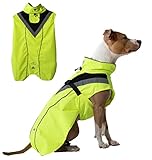 DOGOPAL Regenmantel Hund wasserdicht für kleine & große Hunde - Gelber Hunderegenmantel mit Reflektorstreifen - Wasserdichter Hundemantel, Regenschutz & Regenjacke aus atmungsaktivem Mesh XXL