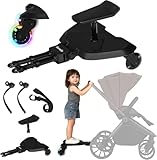LIONELO Buggy Board 2-in-1 Mitfahrbrett für Kinderwagen mit abnehmbarem Sitz, universell passend, Stoßdämpfung, LED-Räder, bis 25 kg, für Kinder 2-5 Jahre