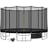 TRIUMPHKEY Trampolin Outdoor Kinder Ø 183/228/305/366/427 cm, Gartentrampoline Indoor Kindertrampolin Komplettset mit Sicherheitsnetz, Leiter, Randabdeckung, Belastbarkeit 150 kg Schwarz