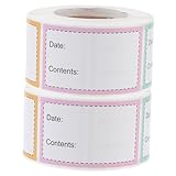 Housoutil 2 Rollen Dateiidentifikationsaufkleber Etiketten Essen Etikett Mit Glasaufklebern Behälter Lebensmittel Vorratsdosen Büroetikett Papier