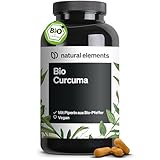 natural elements Bio Curcuma mit schwarzem Pfeffer – 240 Kapseln – 4350mg Bio-Curcuma (Kurkuma) pro Tagesdosis – mit Curcumin & Piperin – hochdosiert, vegan – in Deutschland produziert & laborgeprüft