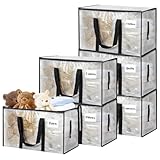 Withosent 100L Aufbewahrungstasche Groß Gewebt, 6er Transparente Wasserdicht Umzugstaschen mit Reißverschluss und Griff, Alternative zur Umzugskartons, Moving Bags für Bettdecken