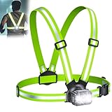 Rolgno 500 Lumen Lauflicht, Lauflampe Joggen mit 360° Reflektoren, USB-C Wiederaufladbar Brustlampe, 45° Verstellbar, 7 Modi & IPX4 Wasserdichter LED Running Light für Nächtliches Laufen/Radfahren