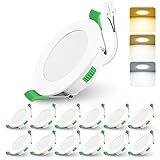 ALUSSO LIGHTING 4W LED Einbaustrahler 230V Ultra Flach Dimmbar Deckenspots 310 Lumen, Warmweiß Neutralweiß Kaltweiß Einstellbar Einbauleuchten, IP44 Deckenstrahler für Badezimmer Wohnzimmer, 12er Set