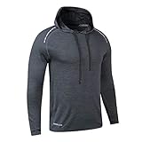 Muscle Alive Herren Lange Ärmel Kapuzenpullover Dehnbar Leicht Men Sweatshirts Polyester und Spandex Dunkelgrau M