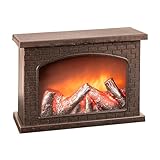 Ideen mit Herz LED-Kamin | Deko Kaminfeuer | elektrisch | batteriebetrieben | ohne Heizung | realistischer Feuer-/Flammen-Effekt | 28 x 11,8 x 19,8 cm | mit Timer-Funktion