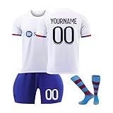 Generisch Personalisiert Fußball Trikot Barcelona für Herren/Kinder, Individuell Fussball Trikot Hose Socken Sets DIY mit Eigenem Namen/Nummer