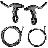 HecticCore 1 Satz 4-teiliger Fahrradbremshebelsatz, 2 Bremshebel aus Aluminiumlegierung, 2 vordere und hintere Bremskabel, geeignet für Mountainbikes, Rennräder und Rennwagen, Unisex (schwarzes Paar)