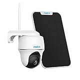 Reolink 4MP Solar Überwachungskamera Aussen Kabellos, 2.4/5GHz Dual-Band WiFi Batteriebetriebene Kamera mit 360° Pan-Neig-Ansicht, Personen-/Fahrzeugerkennung, Argus PT Plus mit Solarpanel