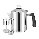 YINO Kaffeemaschine Perkolator Pot 304 Edelstahl für Camping Outdoor Reisen Herd Schnell Brew Kettle 9 Tassen