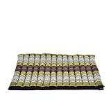 Leewadee Zabuton Rollbare Meditations-Matte Tragbare Sitzmatte Ökologisches Naturprodukt, Kapok, 70 x 70 cm, Braun Grün