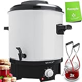 KESSER Einkochautomat 27 Liter, Edelstahl| 1800 Watt | Temperatur von 30-100°C | Dauerbetrieb | Abschaltautomatik Einkochvollautomat Heißgetränkeautomat Glühweintopf mit Zange & 2 Gläsern