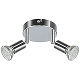 Creyer LED Deckenstrahler 2 Flammig, Schwenkbar LED Deckenleuchte, ø110mm (inkl. 2 x 4W GU10 LED Leuchtmittel, 400LM, Warmweiß) Modern Wohnzimmer LED Deckenspot, Rund LED Deckenlampe - Weiß Chrome