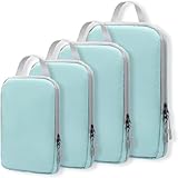 Packing Cubes Compression Set, Travel Essentials 4 Teilige Ultraleicht Erweiterbar Koffer Organizer Packtaschen Set, Wasserfester Travel Organizer Kleidertaschen für Rucksack und Koffer (Blau)