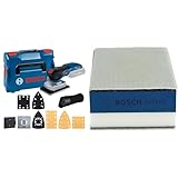 Bosch Professional 18V System Akku-Schwingschleifer GSS 18V-13 (inkl. Staubbeutel, 3 x Schleifplatte, 3 x Schleifblatt, Lochwerkzeug, in L-BOXX) + 1x Expert Dual Density Handschleifblock