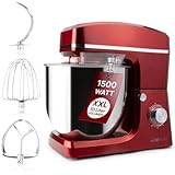 Clatronic® XXL Küchenmaschine zum backen | Große Knetmaschine 10L | Starker 1500W Motor | Teigmaschine mit Haken & Schneebesen | XXL Teigknetmaschine Spritzschutz + Nachfüllöffnung | KM 3765 rot