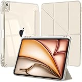 EspZanthic Hülle für iPad Air 6th 11 Zoll M3/M2 (2025/2024)/iPad 5th/4th 10.9 Zoll, 6-in-1 Mehrere Blickwinkel, Transparente Rückseite mit Pencil Halterung, Unterstützt Pencil Pro/USB-C