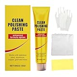 Metallpoliturcreme, Tiefenreinigungsformel, 60 g, Chrompoliturreiniger, Messing-Tiefenreinigungspaste, langanhaltender Glanzeffekt, ideal für Edelstahl, Aluminium, Messing, Kupfer