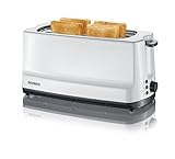 SEVERIN Doppel-Langschlitztoaster, mit Brötchenaufsatz, 1.400 W, zum Toasten, Auftauen und Erwärmen, Kunststoff, Grau, Weiß, AT 2234