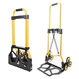 YEAUPE PRO Sackkarre Klappbar, 40kg Tragkraft & höhenverstellbar, Sackkarre für Wagen zum Bewegen und Transportieren mit 2 Expanderseile & Schwammgriff, Gelb