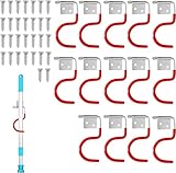 Gartengerätehalter Metallhaken, Besenhalter Werkzeughalter, Gerätehalter Rot Haken, mit 30 Stück schrauben, Gummierung Gartengeräte, Gartenwerkzeug Halterung für Garagen-Ordnungssysteme,15 Stück