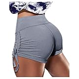 Minying Sport-Shorts für Damen, Anti-Cellulite, Push-Up, sexy, für Push-Up, Leggings, kurz, für Gesäß, Yoga, Fitness, Fitnessstudio, Strand, Urlaub Gr. Small, 11-grau