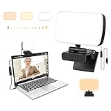 Videokonferenz-Beleuchtungs-Set, Clip-On-Licht für Laptop/Computer mit stufenlosem / 10 Stufen dimmen und 3 dimmbaren Farben, Webcam-Licht für Zoom-Meetings/Live-Streaming/Fernarbeiten/Make-up