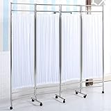 Professioneller medizinischer Sichtschutz, 4-Fach Faltbarer Raumteiler mit Rädern, Faltbarer Sichtschutz für Trennwände, für Büro, Zimmer, Restaurant, Krankenhaus, Weiß