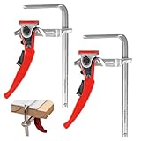 2 Stück Hebelzwinge - Ganzstahl Tischzwinge mit Hebelgriff, Schnellspanner Zwinge mit 160mm Kapazität und 60mm Kehlentiefe zum Schleifen, Schneiden