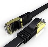 Veetop LAN Kabel Netzwerkkabel Cat 8 Flaches Internetkabel für 40 Gigabit Ethernet mit vergoldetem RJ45. 2m Schwarz