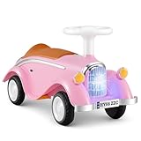 DREAMADE Kinder Rutschauto, klassischer Rutschfahrzeug mit Lenkrad, Hupe & Licht, Kinderfahrzeug mit Stauraum unter dem Sitz, Rutscher Kinderauto, für Kinder ab 18 Monate (Rosa)