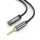 JAMEGA - 5m Aux Verlängerung 4 Polig TRRS 3.5mm Klinke Mikrofon Kopfhörer Verlängerung Kabel Headset Verlängerungskabel Stereo Audio Klinkenkabel mit 24K Vergoldete Kontakte