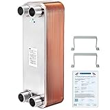 BestEquip Heat Exchanger 3/4' MNPT Ports Brazed Plate Heat Exchanger 30 Plate Heat Exchanger Plate Stainless Steel 316L Flat Plate Chiller Wort for Hydronic Heating