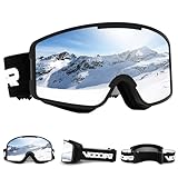 Vgooar Skibrille, OTG Zylindrischen Linse Skibrille mit Verstellbaren Langen Trägern, 100% UV-Schutz Anti-Beschlag Schneebrille für Herren und Damen